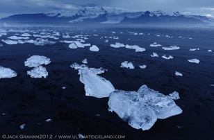 ice on Iceland black beach by jack graham