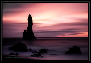 monolith on beach